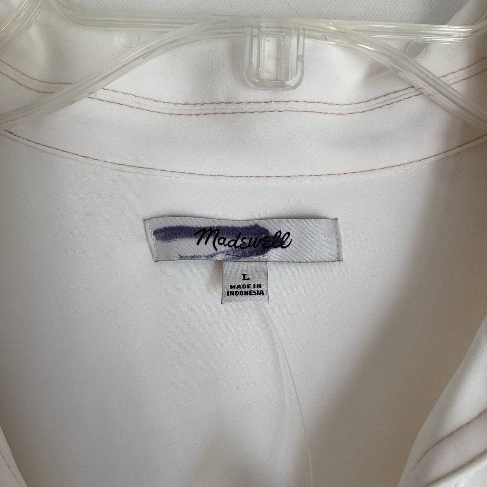Madewell Tunic Shirt Size L Ivory Long Sleeve Relaxed Classic Old Money - Picture 3 of 11